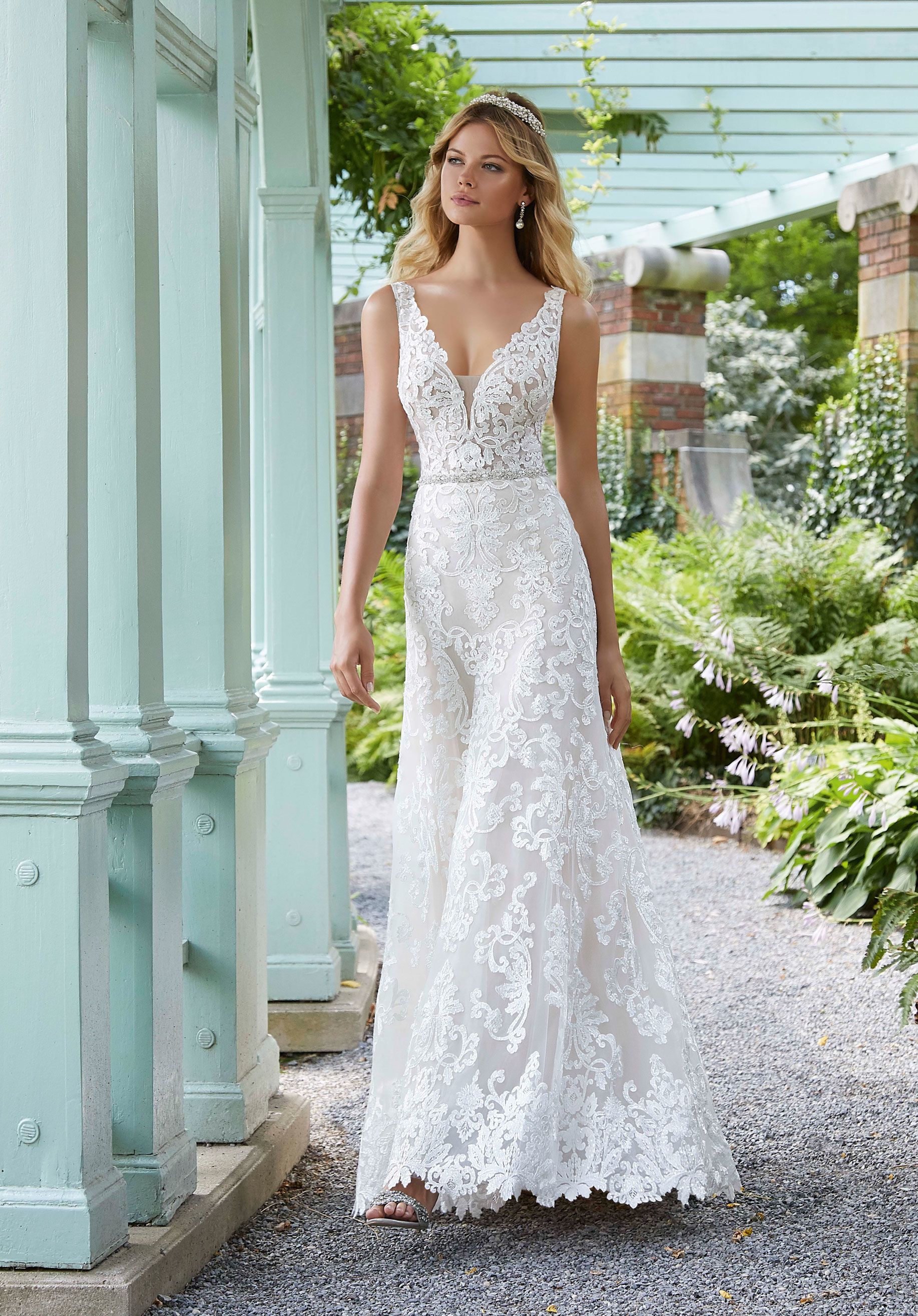 2025 Atelier Alexander abito da sposa taglio a trapezio con orlo smerlato